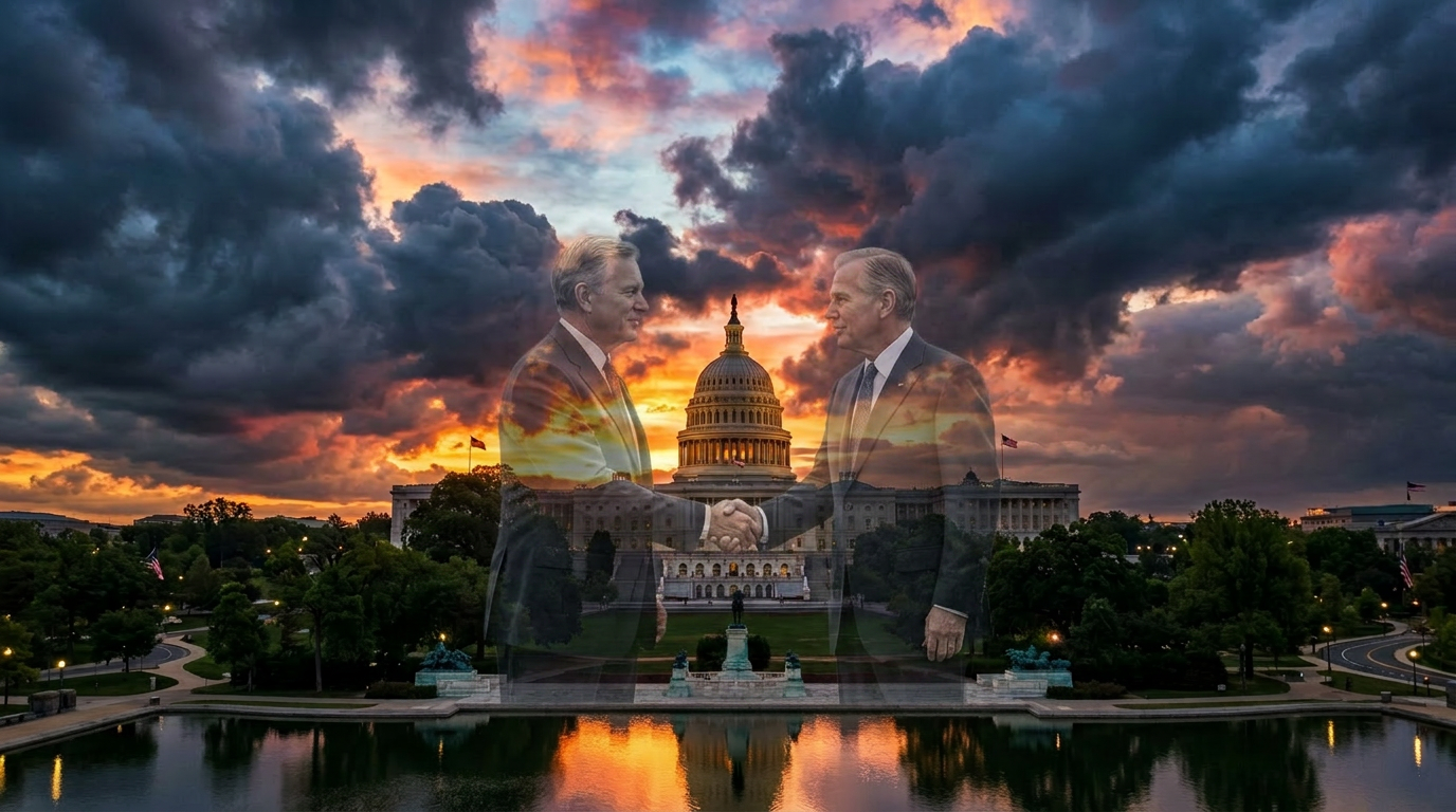 US Capitol building at sunset with colorful sky and reflecting pool